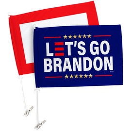 Trump Flag Trump Car Flags Lets Go Brandon Pack + Blue Star Banner Military Veterans Armed Forces Memorial Vehicle Auto Window Decor Bandera Outdoor Pole Accessories Gifts for Him, Made in USA