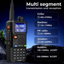 Mashitom 2 Way Radios BF-UV5RH Long Range Rechargeable 10W Radio LongRange Dual Band Handheld High Powe UHF/VHF 136M-174M 400-470MProgrammable Professional Handheld Radios Walkie Talkies 2 Packs