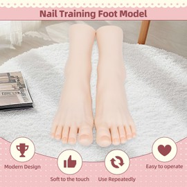 Realistic Practice Foot for Nail Training – Soft Flexible Fake Foot Model for Manicure, Acrylic & Gel Nail Art at Home or Salon (Left)
