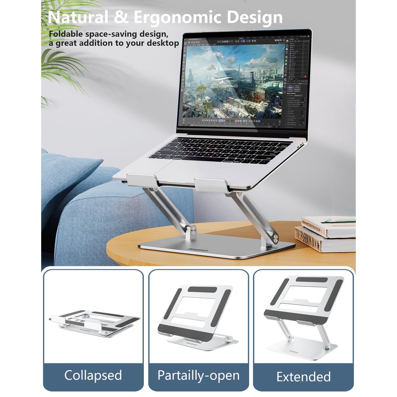 Amasrich Laptop Computer Stand Adjustable Height-Tablet Holder for Desk-Foldable Riser