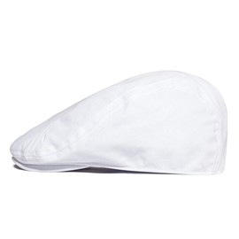 BOTVELA Men Cotton Twill Newsboy Flat Ivy Driving Hat Fitted Cap (White, 7 7/8)