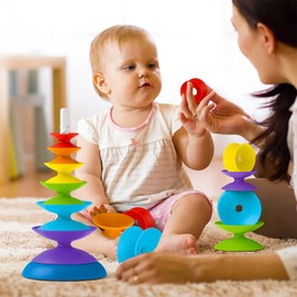 Rainbow Spinning Wheel Toy - Kids Stackable Spinning Toy for Kids, Spinning Toy,Stacking Toy for Babies and Toddlers, Brain Early Learning Toys, Interactive Learning Stacking Toys