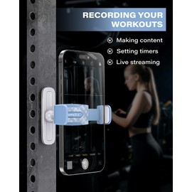 APPS2Car Gym Magnetic Phone Holder, 360 Adjustable, Compatible with 4.7-6.5" Smartphones, Alloy Base and Joint, Gym Accessories for Women, Blue