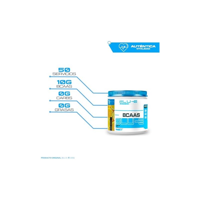 Blu-e Bcaas Aminoácidos 50 Servicios 500 G Sabor Naranja