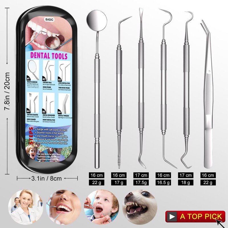 Dental Tools Plaque Remover Teeth Cleaning Tool﻿s Kit 6 Pcs