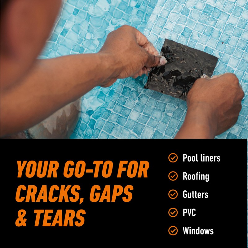 Gorilla Waterproof Patch & Seal Tape, Black Tape, 4" x