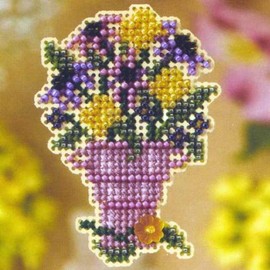 Cut Flowers Beaded Counted Cross Stitch Ornament Kit Mill Hill 2008 Spring Bouquet MH18-8104