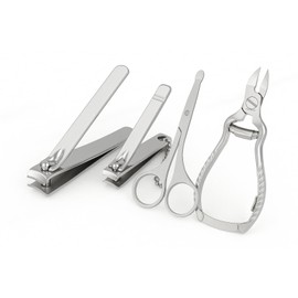 CUPERINOX Beauty Care Set mit 4 Werkzeugen für Maniküre und Pediküre | große Nagelzange + mittelgroße Nagelknipser mit Schlüsselanhänger + Schere mit runder Spitze | Professioneller Edelstahl |