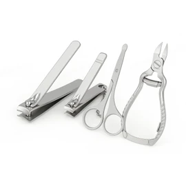 CUPERINOX Beauty Care Set mit 4 Werkzeugen für Maniküre und Pediküre | große Nagelzange + mittelgroße Nagelknipser mit Schlüsselanhänger + Schere mit runder Spitze | Professioneller Edelstahl |