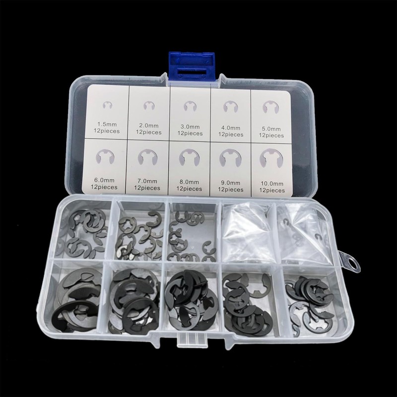 120 Pcs E-Type Snap Rings M1.5-M10 Manganese Steel Repair Parts