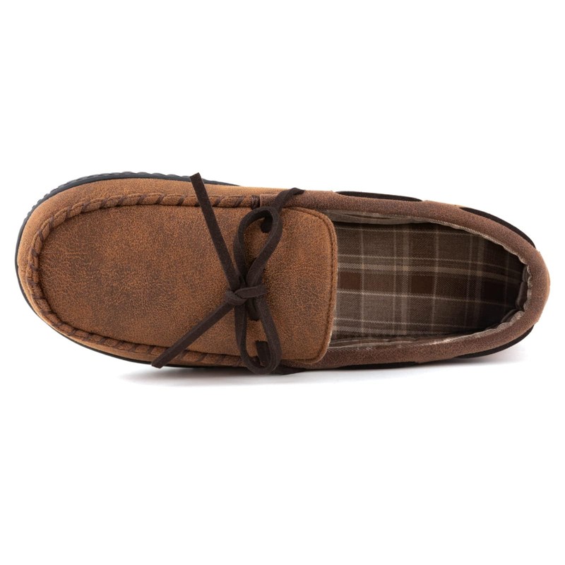 ULTRAIDEAS Men's Luke Microsuede Moccasin Slippers with Tie Indoor Outdoor,