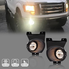 PIT66 Fog Lights w/Bulbs/Switch Compatible with Ford F150 2011 2012 2013 2014 (NOT Fit SVT Raptor Models), Bumper Fog Light Driving Lamps Clear Lens 1 Pair