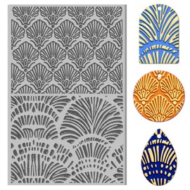 CHGCRAFT Abstract Shells Polymer Clay Texture Sheets Rubber Clay Texture Mats Embossing Folders Clay Texture Mats Tool Used for DIY Stamp Art Painting and Jewelry Making