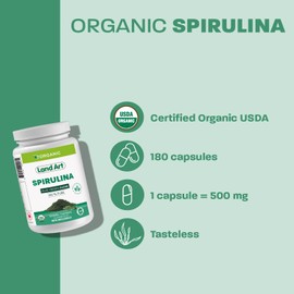 Certified Organic Spirulina - 180 capsules - Vegan - Made in Canada