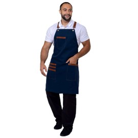 ARVIKO Unisex Western Bib Apron with Leather Straps One Size (Blue)