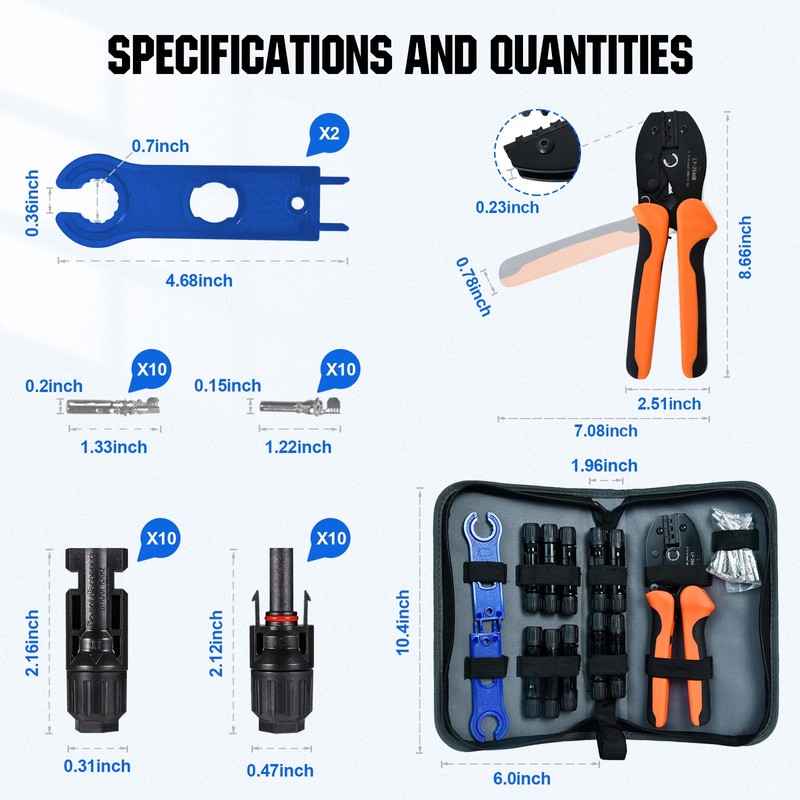 ECO-WORTHY Solar Crimper Tool Kit 13 PCS Solar Tools -