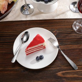 KEAWELL Premium 4-Piece Louise Hammered Spoons Set, 18/10 Stainless Steel, Set of 4, Fine Spoon Set with Round Edge, Dishwasher Safe (6.4" Teaspoons)