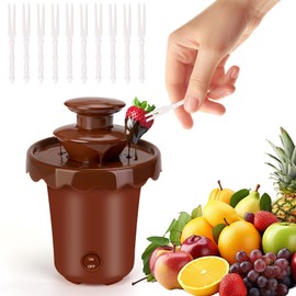 Máquina de fuente de chocolate, mini fuente de chocolate portátil alimentada por batería, máquina de fondue inalámbrica de 2 niveles con 10 tenedores 