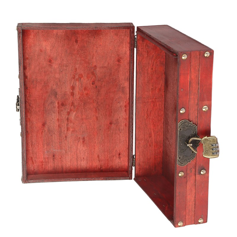 Antique Storage Box with Lock Wooden Document Box for Cosmetic