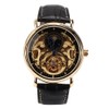 FORSINING Waterproof Automatic Mechanical Watch Men PU Strap WristwatchBlack Gold