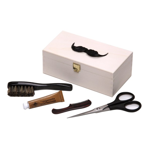 Stern Moustache Grooming Set in Wooden Box
