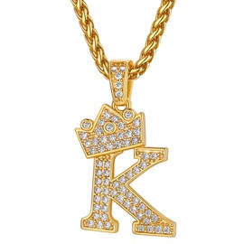 Letter Initial Necklace K Chain Gold Necklace Men Collares De Hombre Mens Gold Pendant K Necklace