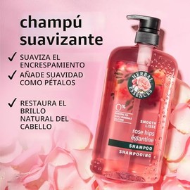 Herbal Essences Champú Rose Hips - Cabello suave y brillante con vitamina E y jojoba, seguro para cabello teñido y aroma floral, libre de crueldad, pr