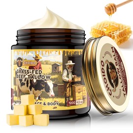 Tallow and Honey Balm, Sebo de res para la piel, Sebo de res orgánico batido alimentado con pasto, hidratante facial batido natural y mantequilla corporal para pieles secas y sensibles