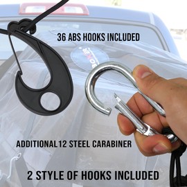 BoxerTool Cargo Net 6' x 8' Stretches to 10'x14' Cargo Net for Pickup Truck Bed - Steel Carabiner & ABS Hooks –Truck Bed Cargo Net - Truck Bed Accessories for Dodge RAM, Ford, Chevy, Toyota