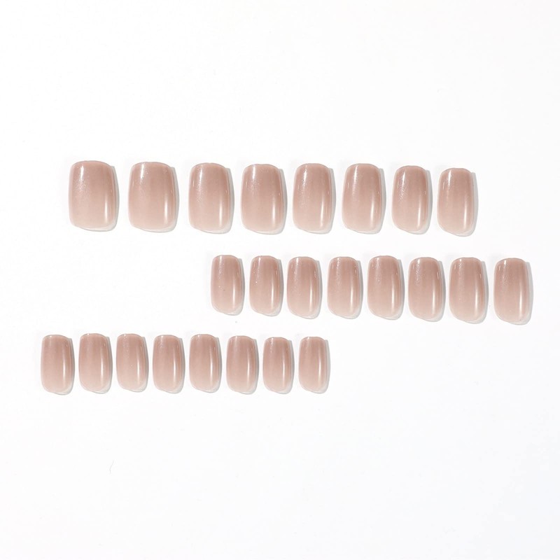 MERVF Square Press On Squoval Acrylic Nails with Glitter Design