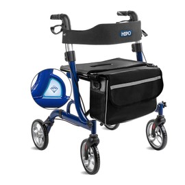 HEPO Rollator Walkers with Ergonomic Seat for Seniors,Foldable Rolling Walker with 8" All Terrain Wheels, Handles and Brakes for Seniors and Adult