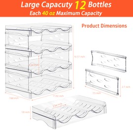 Baosia Stackable Wine Rack,Wine Bottle Holder for Inside Cabinet,for Pantry,Refrigerator,Countertop Organization-4 Tiers for 12 Bottles