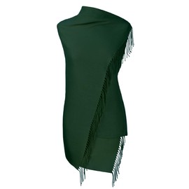Pashmina Scarf Stole Shoulder Scarf for Women – Elegant & Very Soft – Made in Italy, dark green
