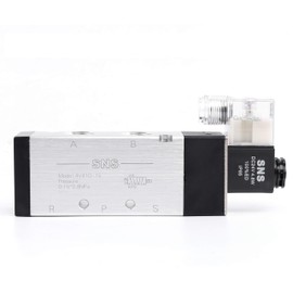SNS Electric Solenoid Valve 5/2 Port 1/2 NPT Inlet Single Coil Pilot-Operated 4V410-N15/DC24V