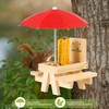 MIXXIDEA Squirrel Feeder Table with Umbrella, Wooden Squirrel Picnic Table