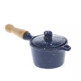 Factory Direct Craft Miniature Blue Speckled Enamelware Sauce Pan | Set of