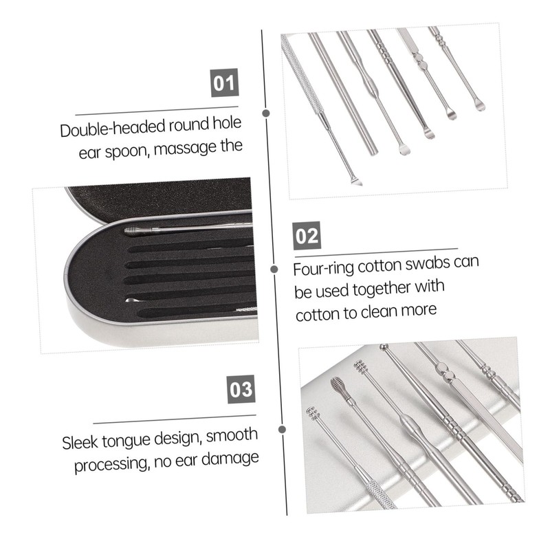 Healeved 1set Comfortable Ear Picks Stainless Steel Ear Wax Removal