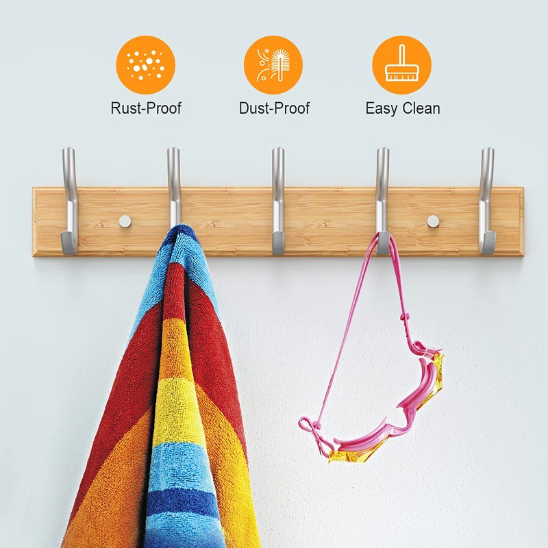 Anjuer Coat Hanger Rack 5 Hooks Heavy Duty Clothes Hat