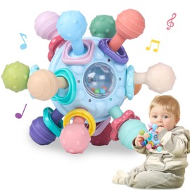 MAVEKID Baby Sensory Toys 0-6 Months, Baby Teething Toys 3-6 6-12 Months, Montessori Teether Toys for Babies 0 3 6 9 12 18 Months, Rattle Toys Gifts for 1 One Year Old Boys Girls Newborn Infant