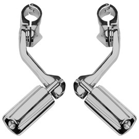 VG MOTO Motorcycle 1.25" Long Angled Highway Footpegs Adjustable Foot Pegs Footrests with Clamps Mounts kit Compatible with Harley Touring Sportster Softail Road Glide with 1 1/4 inch Engine Guard