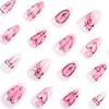 Medium Almond Press on Nails Fake Nails with Pink Heart