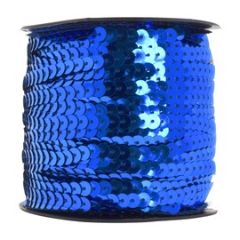 Mandala Craft 6mm Flat Sequin Strip Royal Blue Sequins on a Roll - Royal Blue Sequin Trim by The Yard - 100 Yds String Metallic Sequin Strand for Crafts Sequin Fringe Sewing