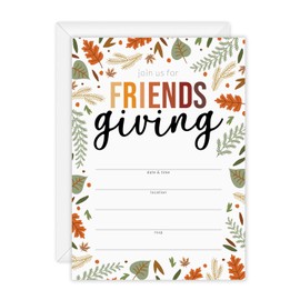 Canopy Street Friendsgiving Party Autumn Foliage Fill In Invitations / 25 Thanksgiving Invites With White Envelopes / 5" x 7" Friends Fall Holiday Event Invite/Made In The USA