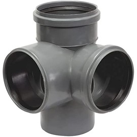 HT Pipe Double Branch DN 110 with 90° Bend Double Connection Branch Fitting Corner Branch Double Branch (DN 110/110/110 90° Right-Left)