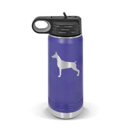 RDW Doberman Pinscher Water Bottle 20 oz - Laser Engraved w/Flip Top Removable Straw - Polar Camel - Stainless - Vacuum Insulated - Drinkware - Dog Canine pet - Purple