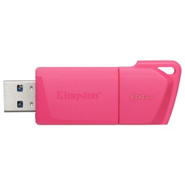 PSA COMPUTO Y PAPELERIA Kit 10 Memoria Kingston 64GB USB 3.2 Gen 1 EXODIA Color Rosa(Neon) KC-U2L64-7LN Diseño de capuchón móvil para Proteger el Conector USB