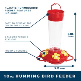 Teal Turtle 10 Oz Hanging Plastic Hummingbird Feeder for Outdoor Use