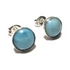 Handmade Natural Larimar 8 mm Sterling Silver Stud Earrings