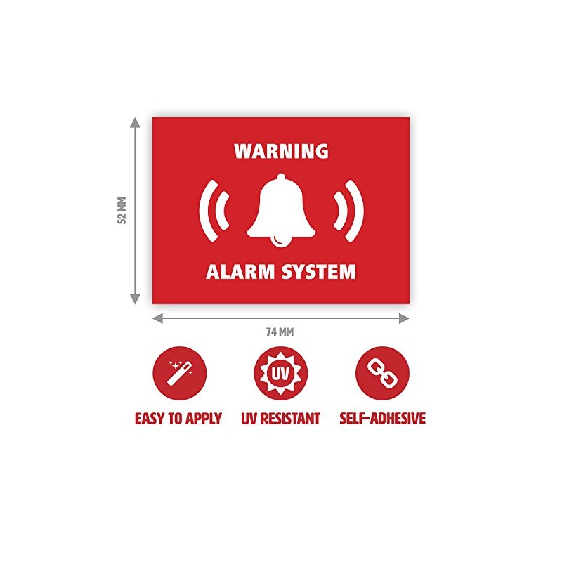 5 x Alarm System Stickers - Security Alarm Warning Sign