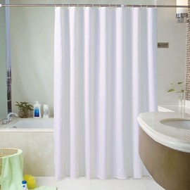GONOVE Shower Curtain for Bathroom 240 x 200 cm Waterproof Thicken Polyester Fabric Shower Curtain Liner White Washable Bath Curtain with Hooks, Weighted Hem